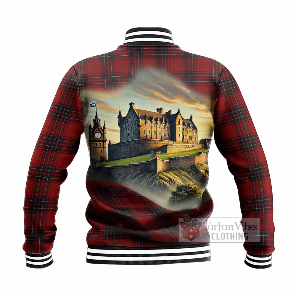 Tartan Vibes Clothing Wemyss Tartan Family Crest Baseball Jacket with Scottish Ancient Castle Style