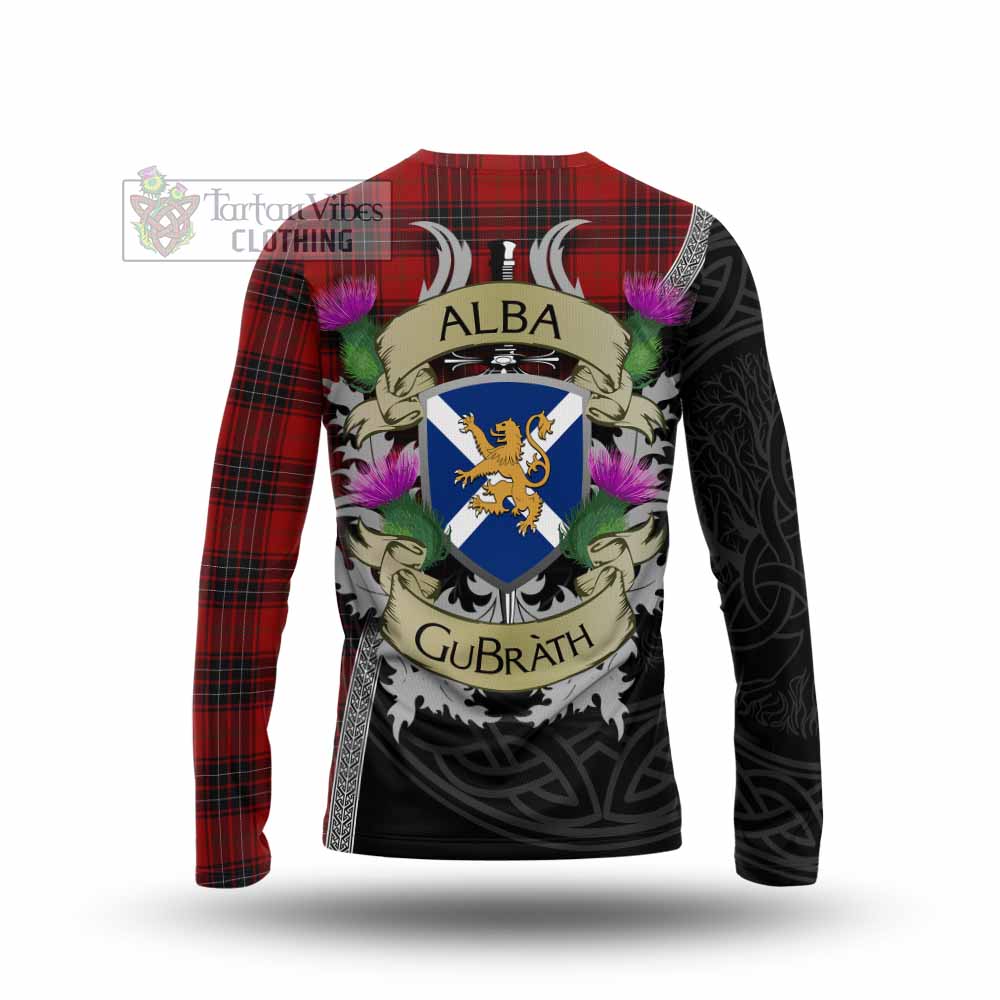Tartan Vibes Clothing Wemyss Tartan Family Crest Long Sleeve T-Shirt Lion Rampant Royal Thistle Shield Celtic Inspired