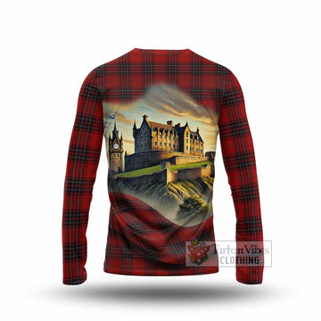 Wemyss Tartan Family Crest Long Sleeve T-Shirt with Scottish Ancient Castle Style