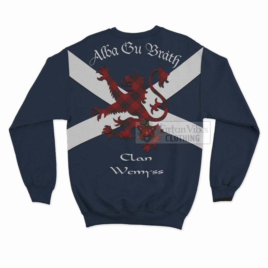Tartan Vibes Clothing Wemyss Tartan Lion Rampant Sweatshirt – Proudly Display Your Heritage with Alba Gu Brath and Clan Name