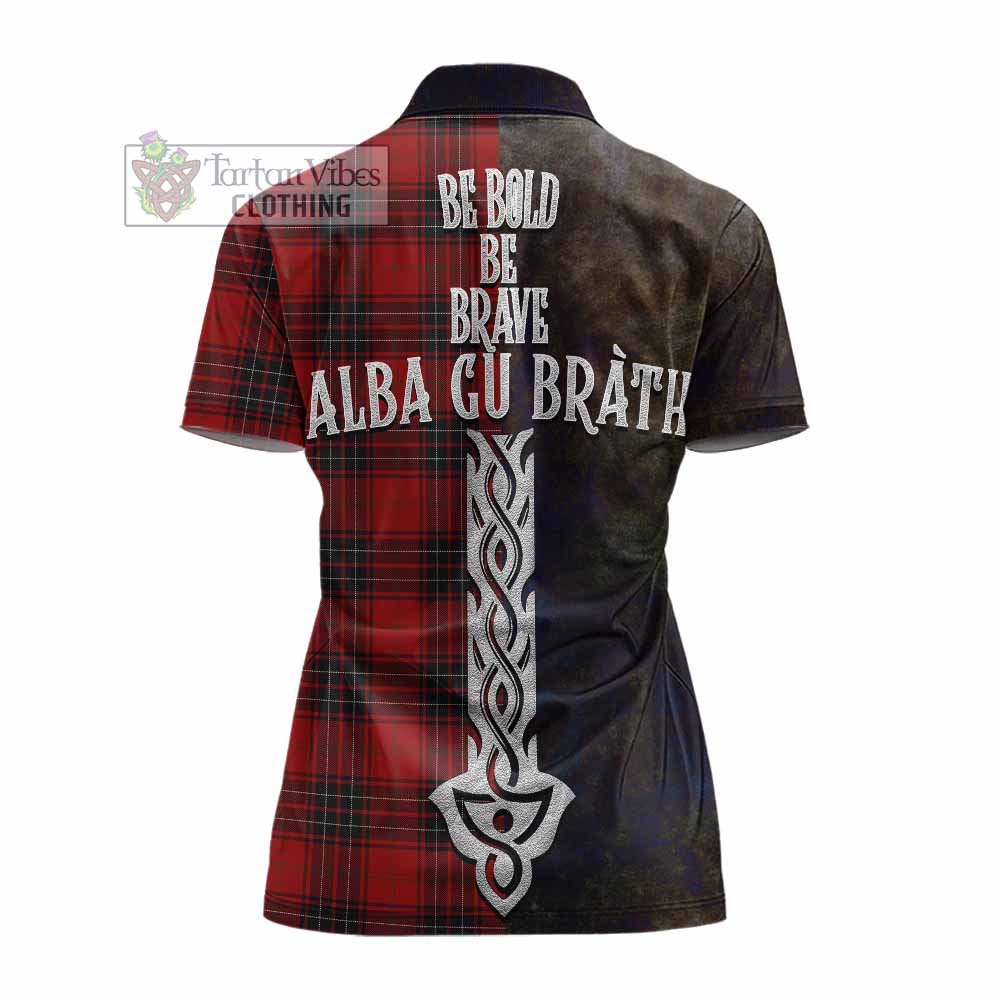 Tartan Vibes Clothing Wemyss Tartan Family Crest Women's Polo Shirt Alba Gu Brath Be Brave Lion Ancient Style