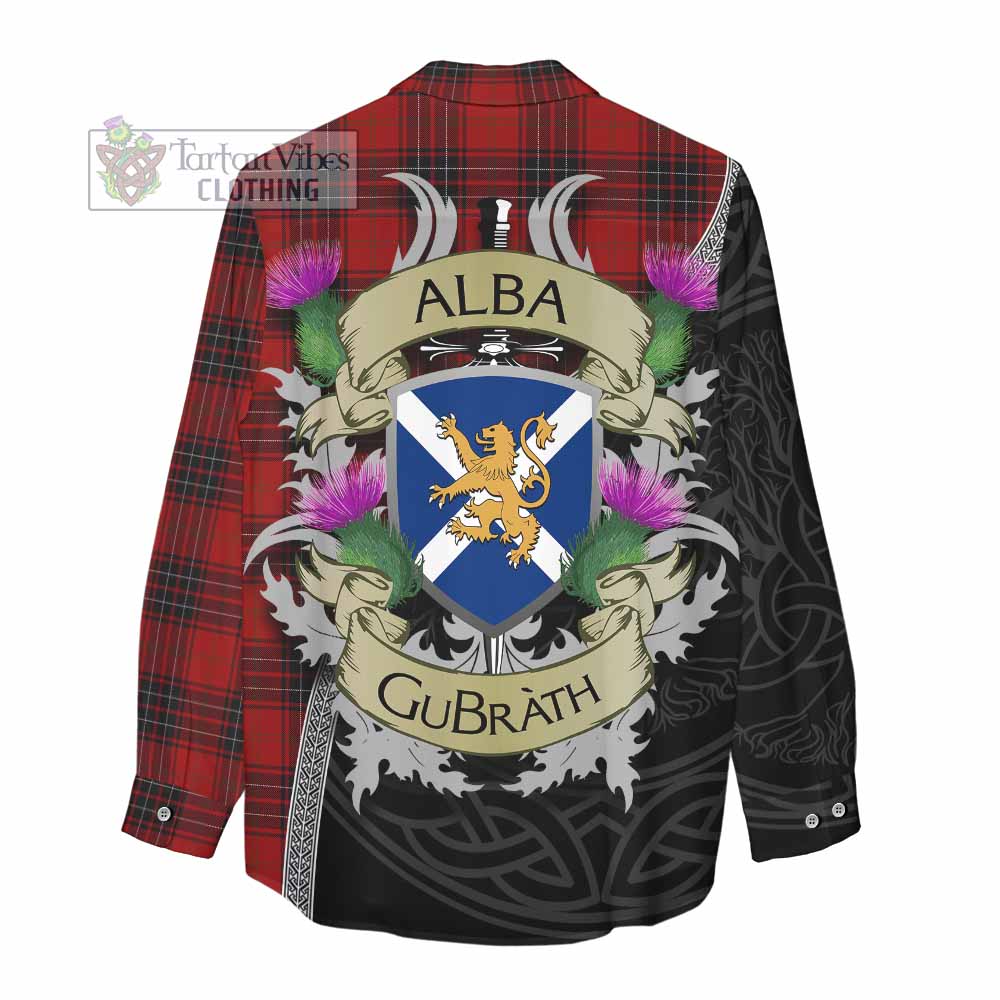 Tartan Vibes Clothing Wemyss Tartan Family Crest Women's Casual Shirt Lion Rampant Royal Thistle Shield Celtic Inspired