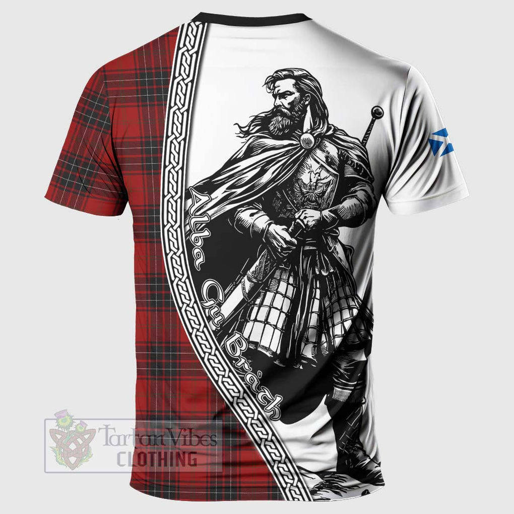 Tartan Vibes Clothing Wemyss Tartan Clan Crest T-Shirt with Highlander Warrior Celtic Style