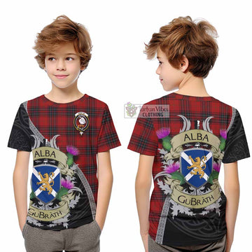 Tartan Vibes Clothing Wemyss Tartan Family Crest Kid T-Shirt Lion Rampant Royal Thistle Shield Celtic Inspired
