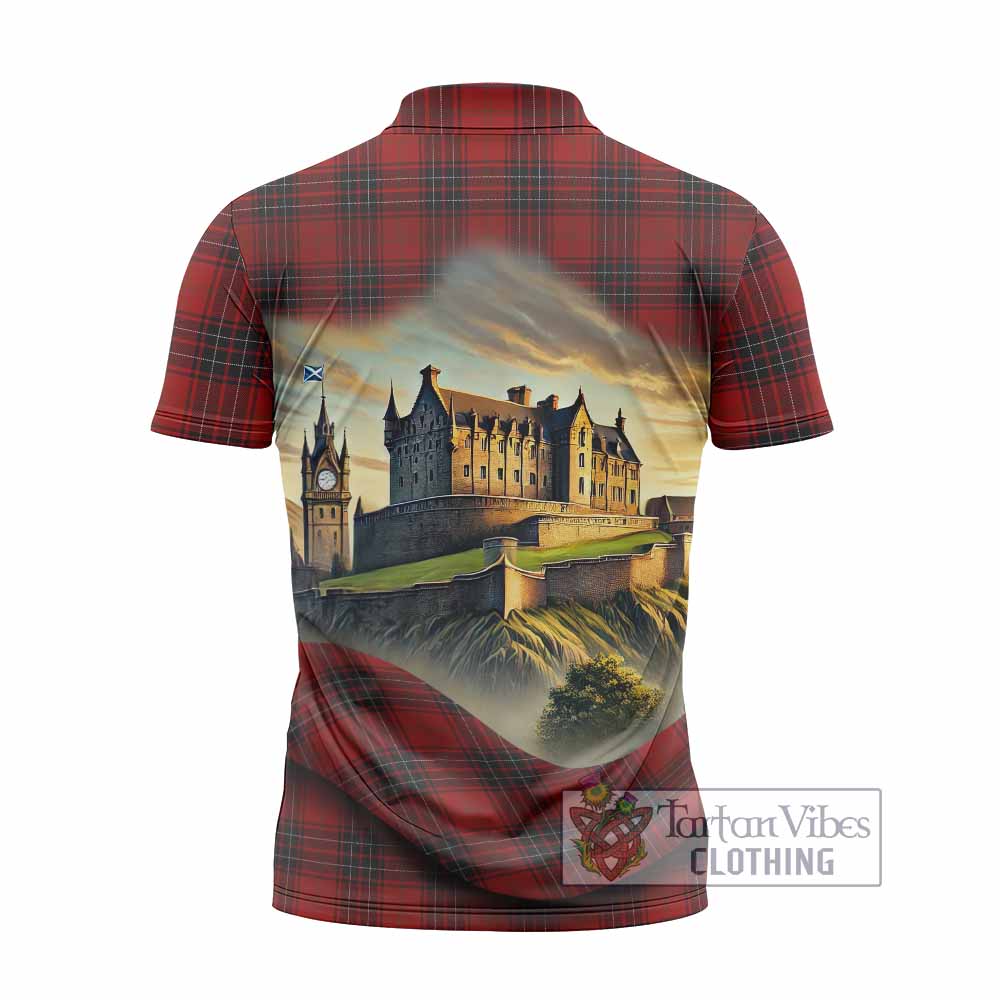 Tartan Vibes Clothing Wemyss Tartan Family Crest Zipper Polo Shirt with Scottish Ancient Castle Stype