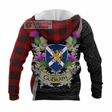 Tartan Vibes Clothing Wemyss Tartan Family Crest Knitted Hoodie Lion Rampant Royal Thistle Shield Celtic Inspired