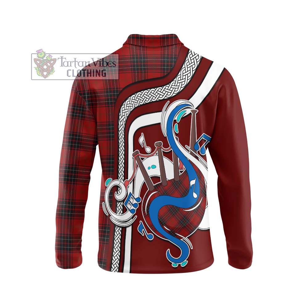 Tartan Vibes Clothing Wemyss Tartan Long Sleeve Polo Shirt with Epic Bagpipe Style