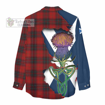 Tartan Vibes Clothing Wemyss Tartan Family Crest Women's Casual Shirt Scottish Thistle Celtic Inspired