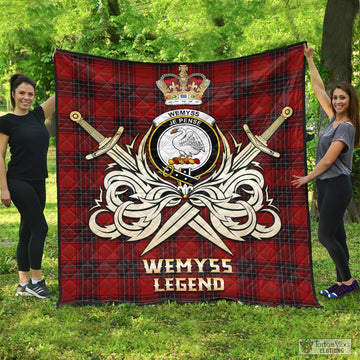 Wemyss Tartan Quilt with Clan Crest and the Golden Sword of Courageous Legacy