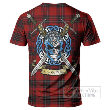 Tartan Vibes Clothing Wemyss Tartan T-Shirt with Family Crest Celtic Skull Style