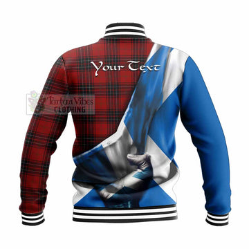 Tartan Vibes Clothing Wemyss Tartan Baseball Jacket with Family Crest Scotland Patriotic Style