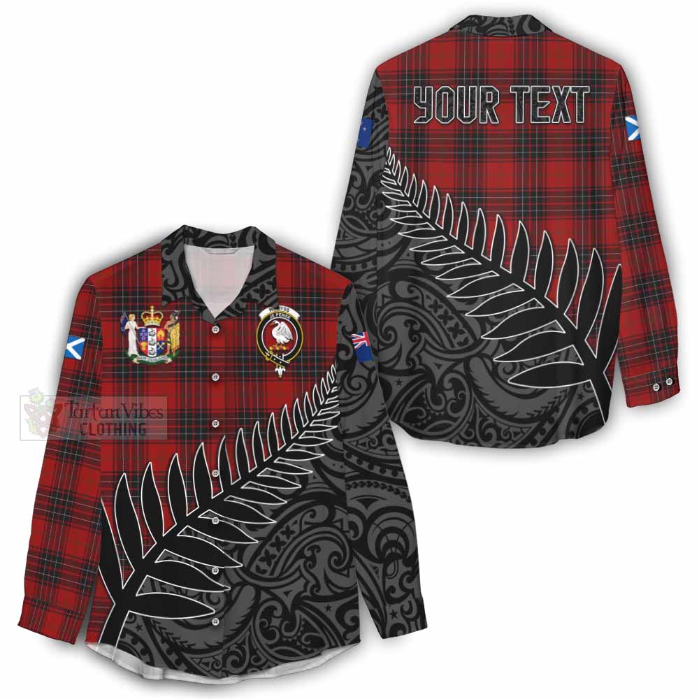 Tartan Vibes Clothing Wemyss Crest Tartan Women's Casual Shirt with New Zealand Silver Fern Half Style