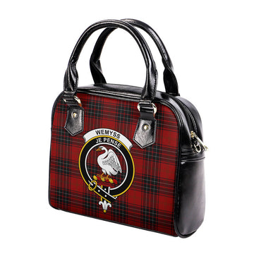Wemyss Tartan Shoulder Handbags with Family Crest