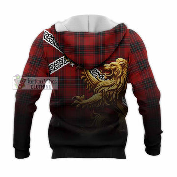 Tartan Vibes Clothing Wemyss Crest Tartan Knitted Hoodie with Golden Lion Emblem Celtic Style