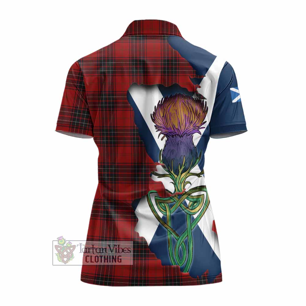 Tartan Vibes Clothing Wemyss Tartan Family Crest Women's Polo Shirt Scottish Thistle Celtic Inspired