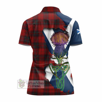 Tartan Vibes Clothing Wemyss Tartan Family Crest Women's Polo Shirt Scottish Thistle Celtic Inspired