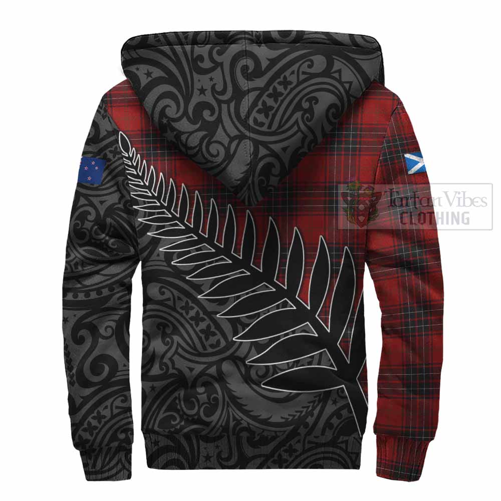 Tartan Vibes Clothing Wemyss Crest Tartan Sherpa Hoodie with New Zealand Silver Fern Half Style