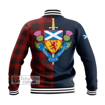 Tartan Vibes Clothing Wemyss Tartan Baseball Jacket with Scottish Lion Royal Arm Half Style