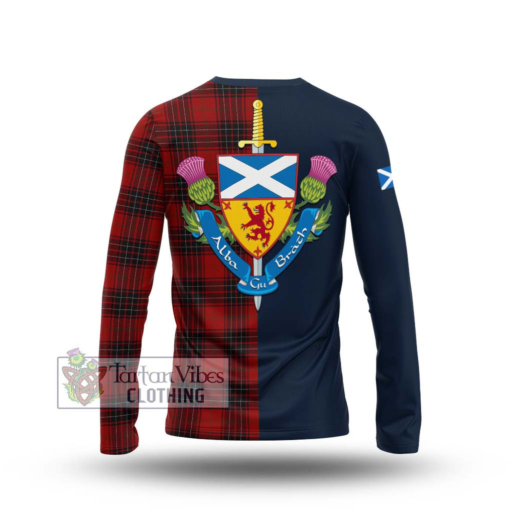 Tartan Vibes Clothing Wemyss Tartan Long Sleeve T-Shirt with Scottish Lion Royal Arm Half Style