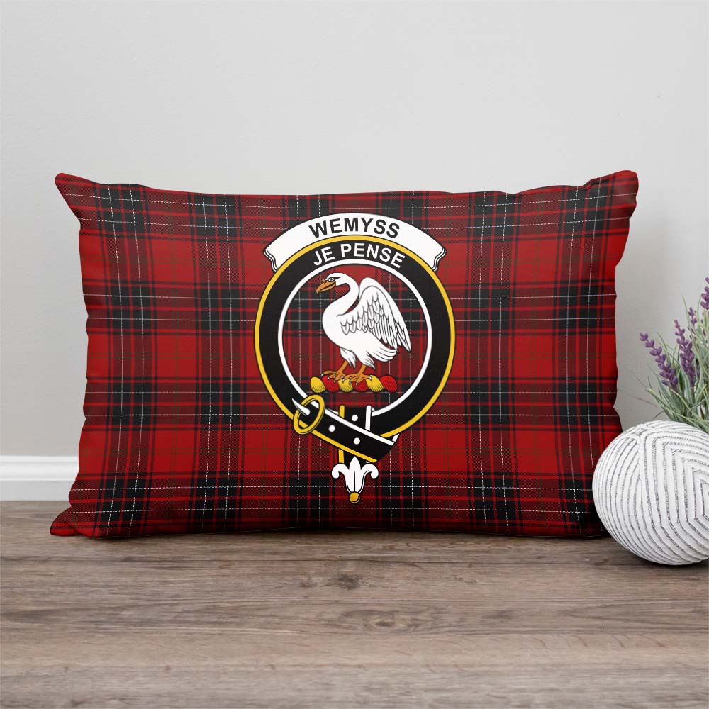 Wemyss Tartan Pillow Cover with Family Crest Rectangle Pillow Cover - Tartanvibesclothing