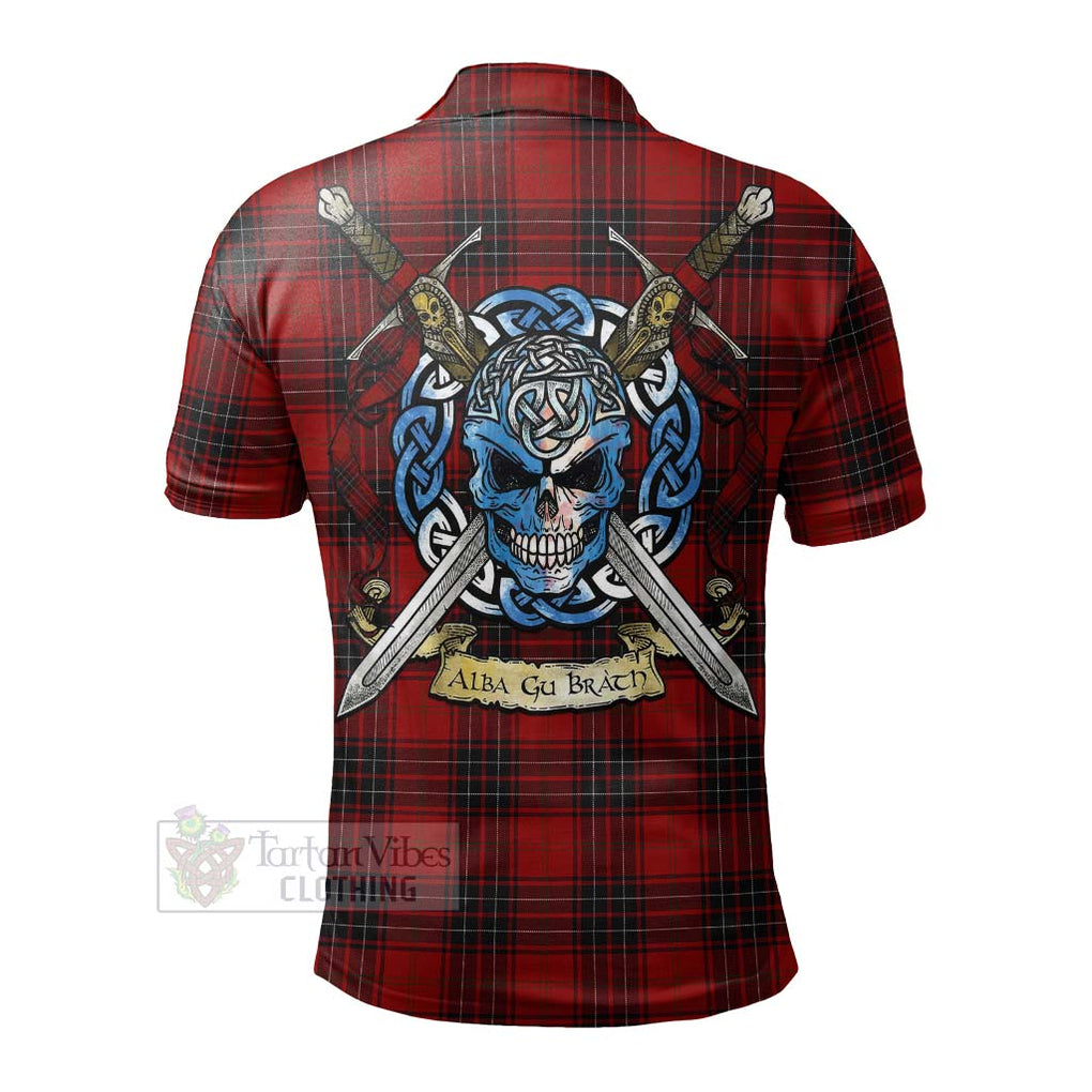 Tartan Vibes Clothing Wemyss Tartan Polo Shirt with Family Crest Celtic Skull Style