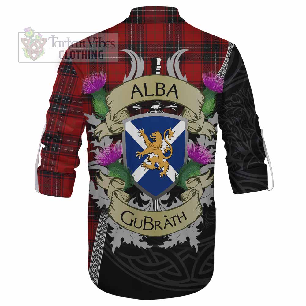 Tartan Vibes Clothing Wemyss Tartan Family Crest Ghillie Kilt Shirt Lion Rampant Royal Thistle Shield Celtic Inspired