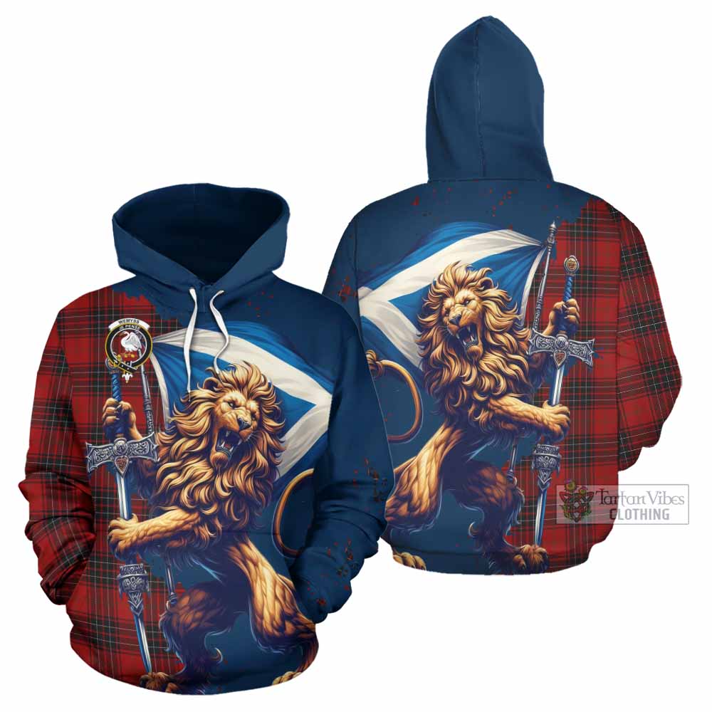 Wemyss Tartan Family Crest Hoodie with Scottish Majestic Lion