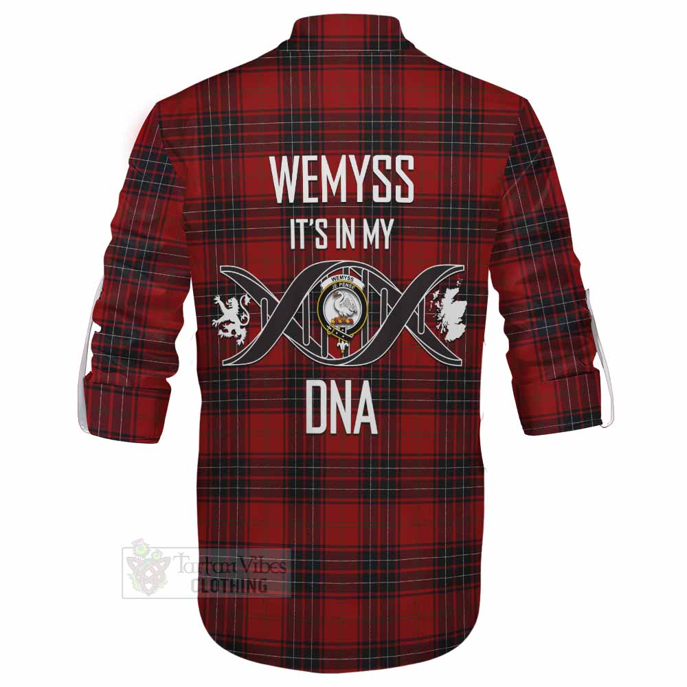 Tartan Vibes Clothing Wemyss Tartan Ghillie Kilt Shirt with Family Crest DNA In Me Style