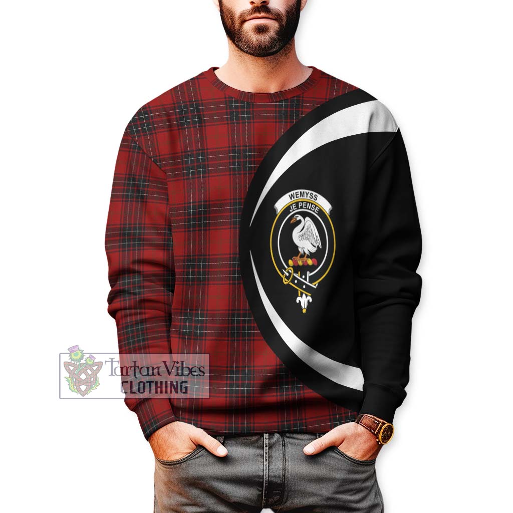 Wemyss Tartan Sweatshirt with Family Crest Circle Style - Tartan Vibes Clothing