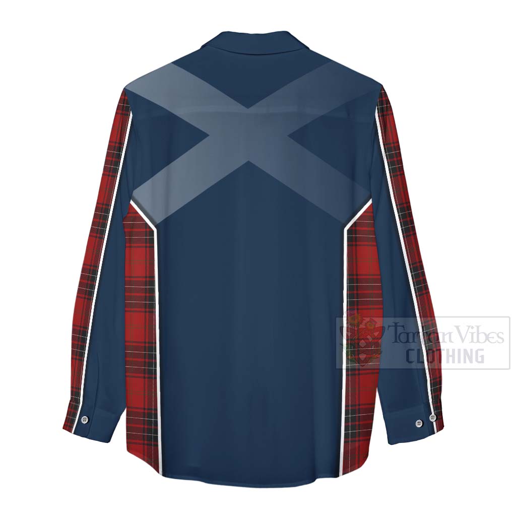 Tartan Vibes Clothing Wemyss Tartan Women's Casual Shirt with Family Crest and Scottish Thistle Vibes Sport Style