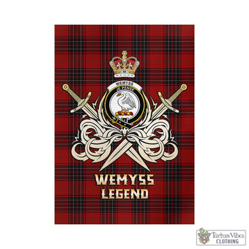 Wemyss Tartan Garden Flag with Clan Crest and the Golden Sword of Courageous Legacy