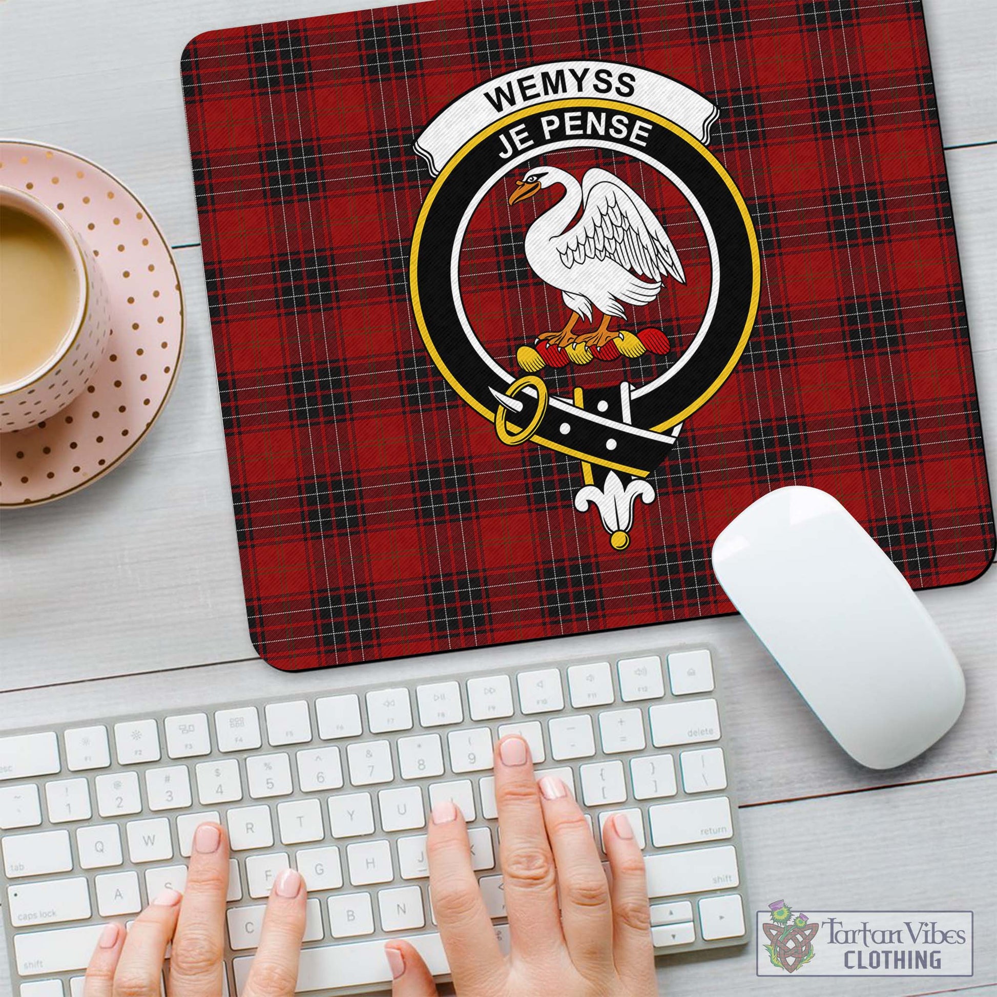 Tartan Vibes Clothing Wemyss Tartan Mouse Pad with Family Crest