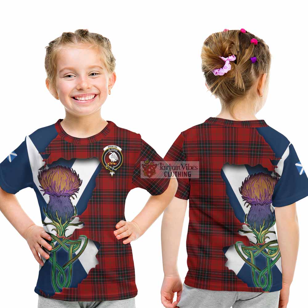 Tartan Vibes Clothing Wemyss Tartan Family Crest Kid T-Shirt Scottish Thistle Celtic Inspired