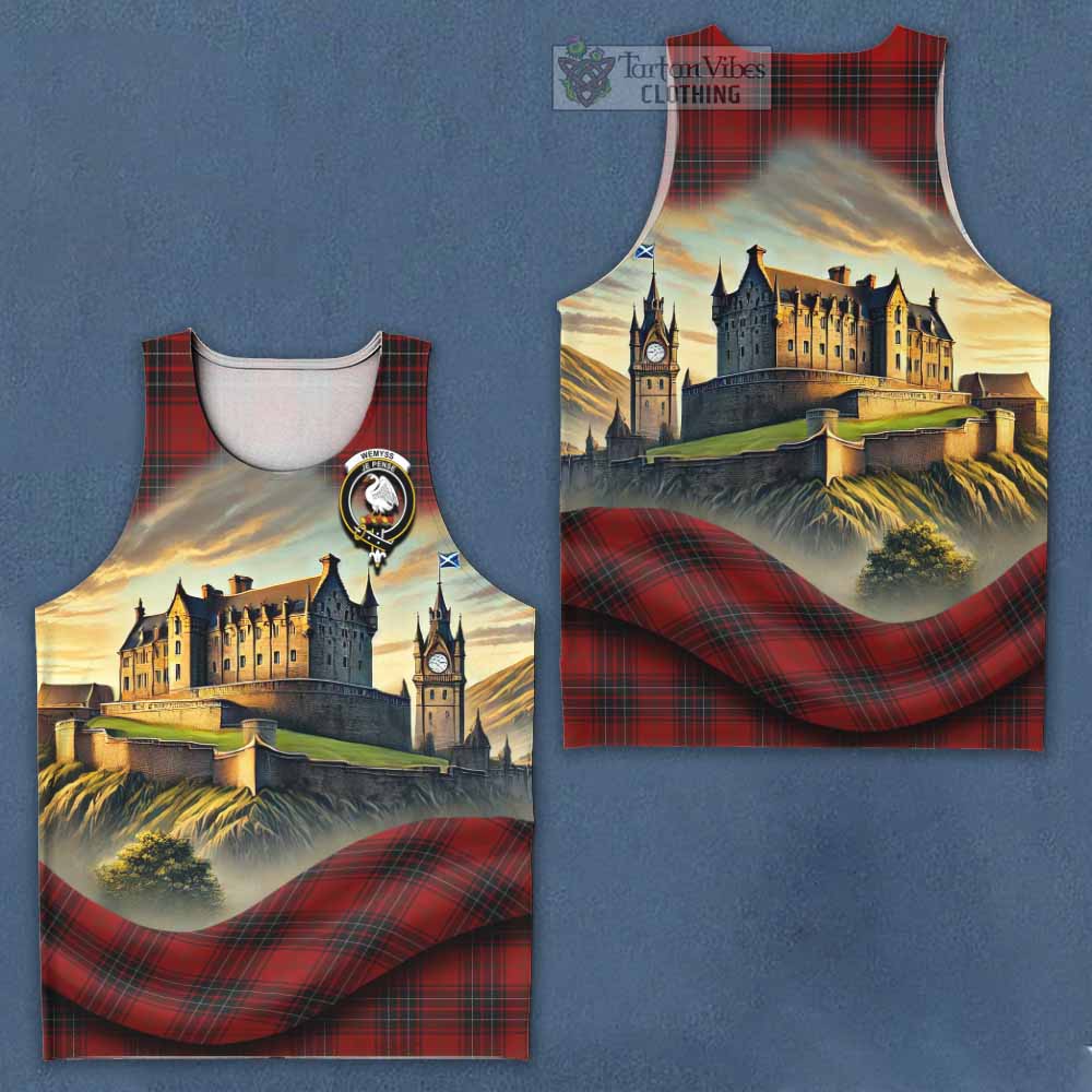 Tartan Vibes Clothing Wemyss Tartan Family Crest Men's Tank Top with Scottish Ancient Castle Style