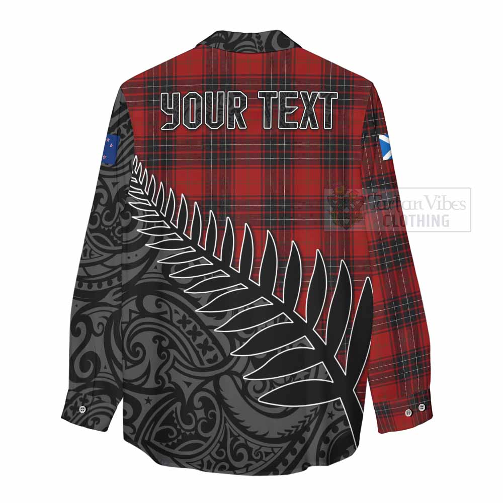 Tartan Vibes Clothing Wemyss Crest Tartan Women's Casual Shirt with New Zealand Silver Fern Half Style