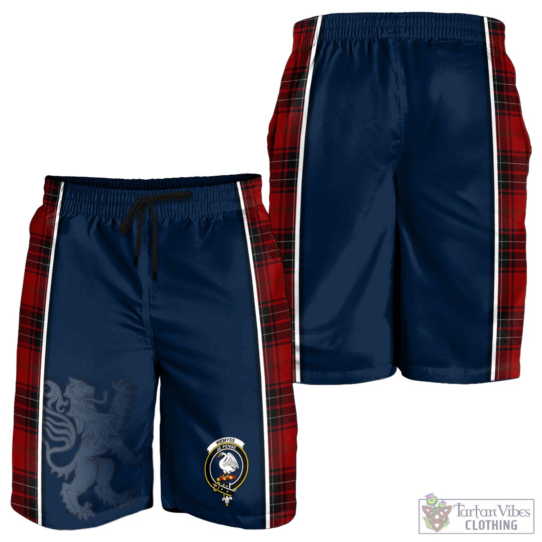 Tartan Vibes Clothing Wemyss Tartan Men's Shorts with Family Crest and Lion Rampant Vibes Sport Style