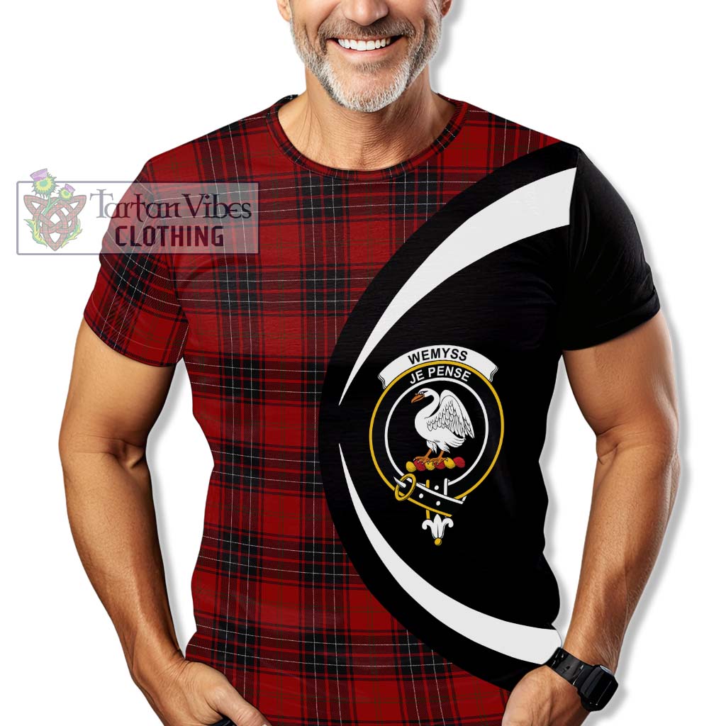 Tartan Vibes Clothing Wemyss Tartan T-Shirt with Family Crest Circle Style
