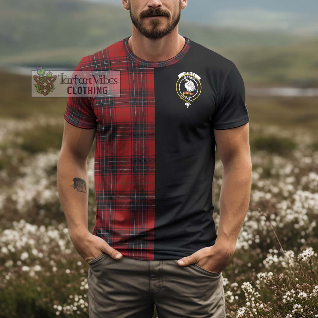 Wemyss Tartan T-Shirt with Family Crest and Half Of Me Style - Tartanvibesclothing Shop