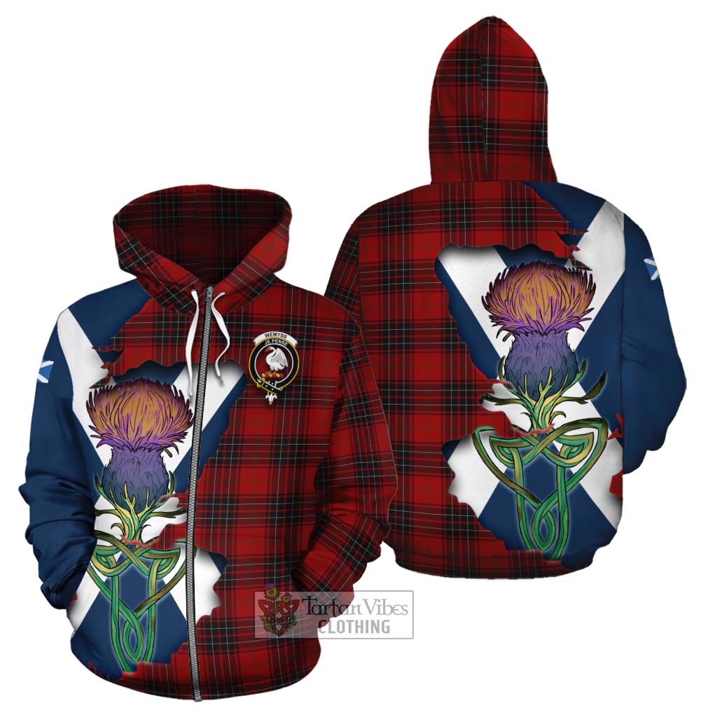 Tartan Vibes Clothing Wemyss Tartan Family Crest Cotton Hoodie Scottish Thistle Celtic Inspired