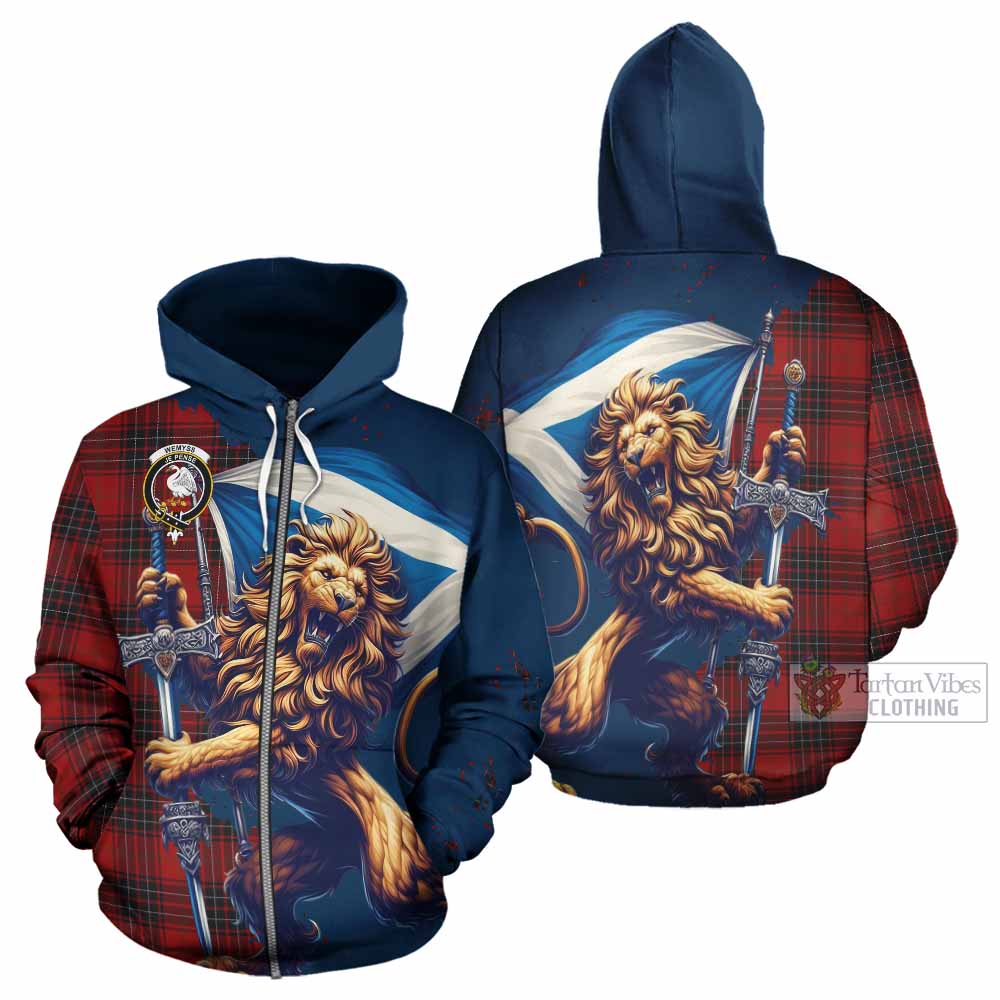 Wemyss Tartan Family Crest Hoodie with Scottish Majestic Lion