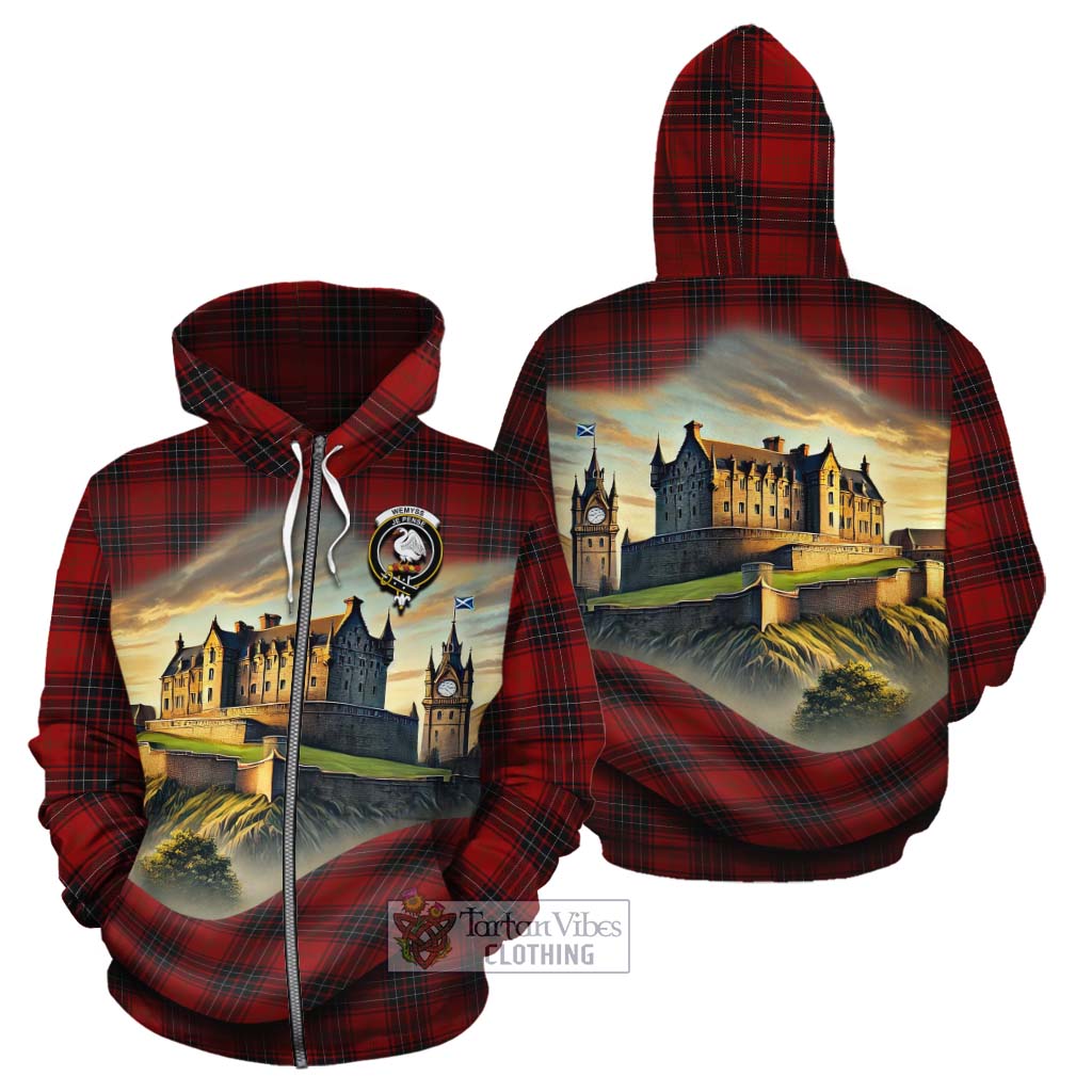 Tartan Vibes Clothing Wemyss Tartan Family Crest Cotton Hoodie with Scottish Ancient Castle Style