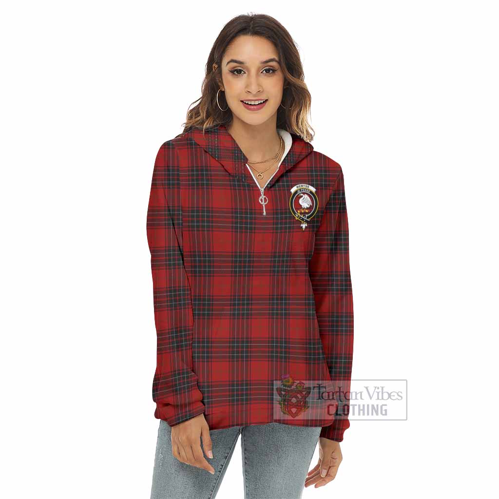 Tartan Vibes Clothing Wemyss Tartan Crest Women's Borg  Half Zip Fleece Hoodie