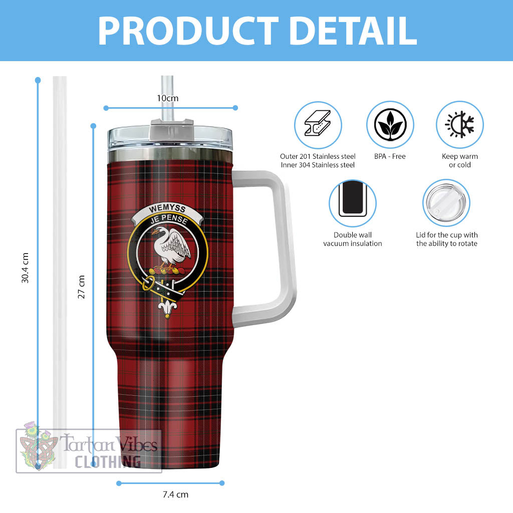 Tartan Vibes Clothing Wemyss Tartan and Family Crest Tumbler with Handle