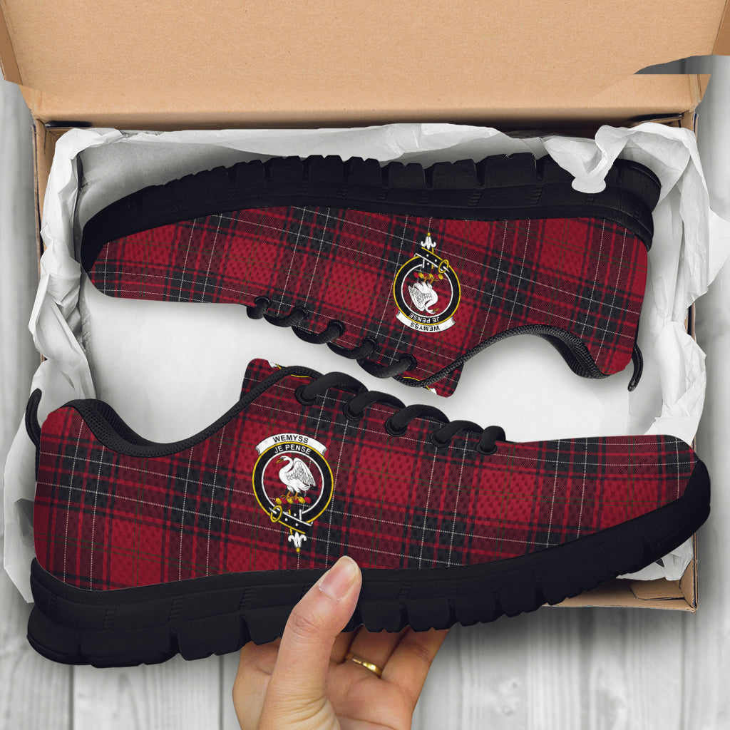 Wemyss Tartan Sneakers with Family Crest - Tartan Vibes Clothing