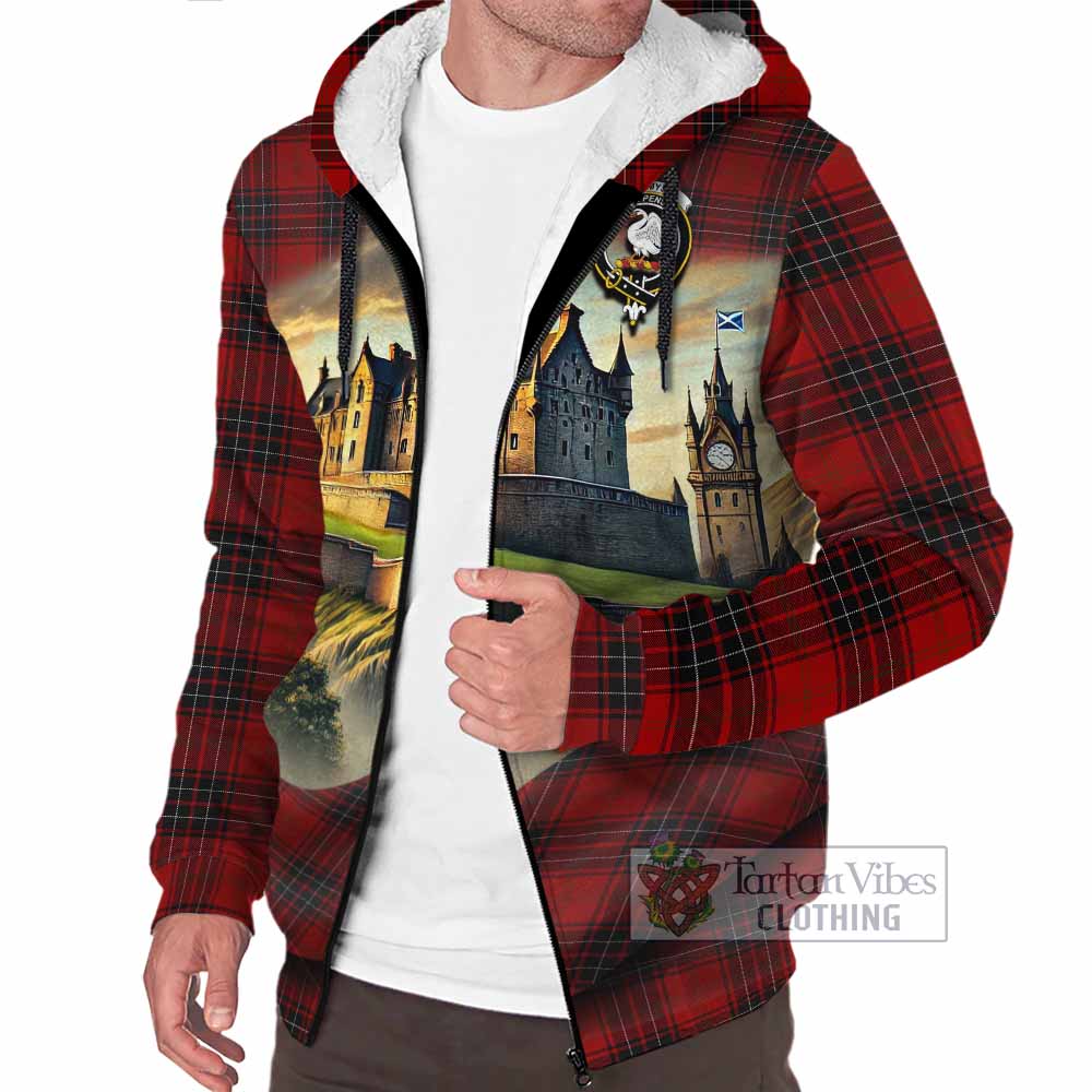 Tartan Vibes Clothing Wemyss Tartan Family Crest Sherpa Hoodie with Scottish Ancient Castle Style