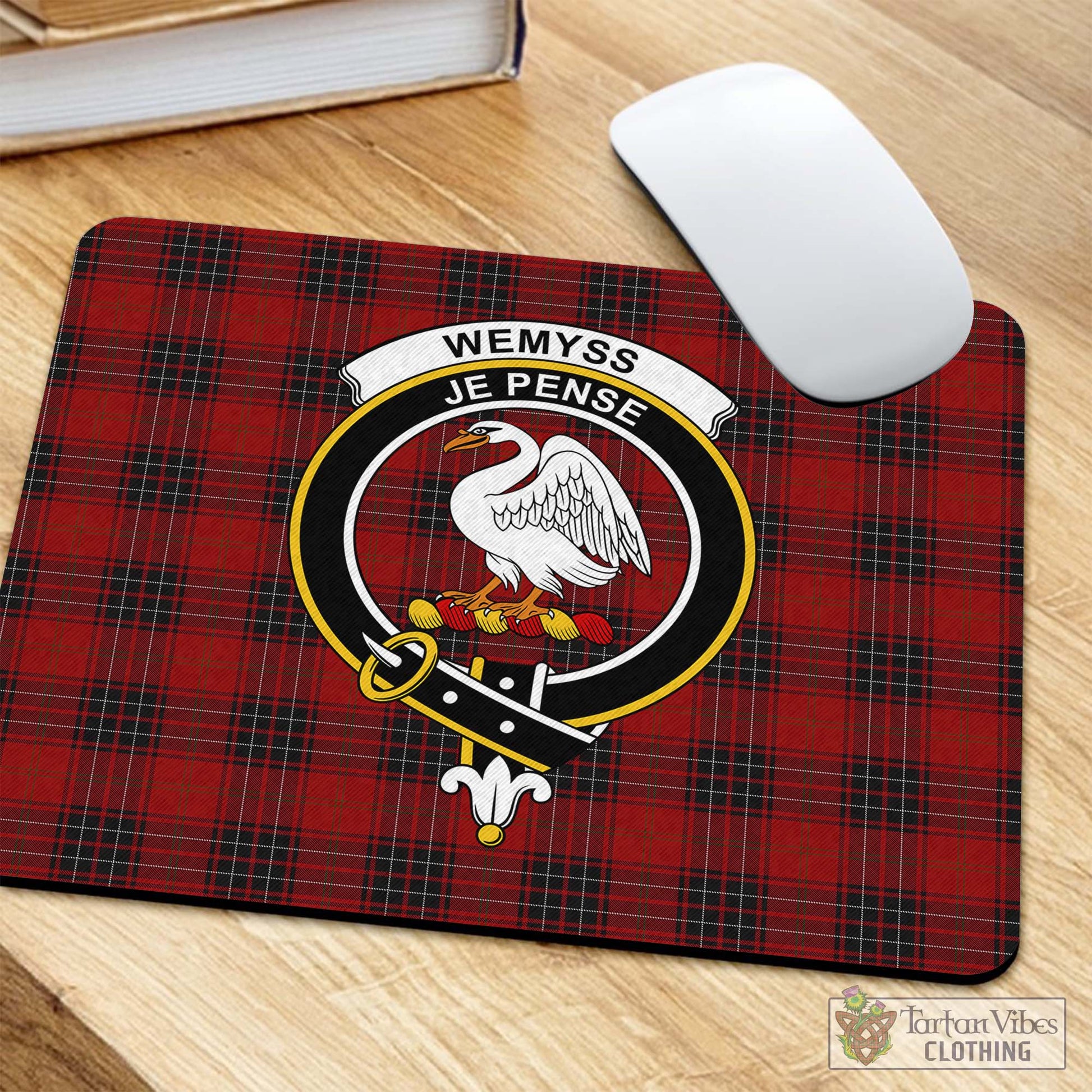 Tartan Vibes Clothing Wemyss Tartan Mouse Pad with Family Crest