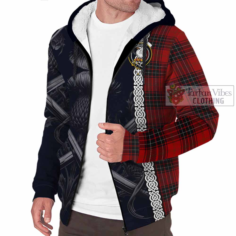 Tartan Vibes Clothing Wemyss Tartan Sherpa Hoodie with Family Crest Cross Sword Thistle Celtic Vibes