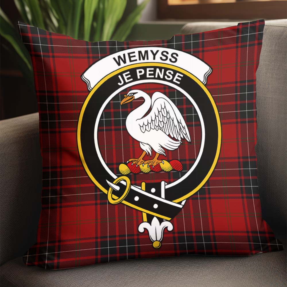 Wemyss Tartan Pillow Cover with Family Crest - Tartanvibesclothing