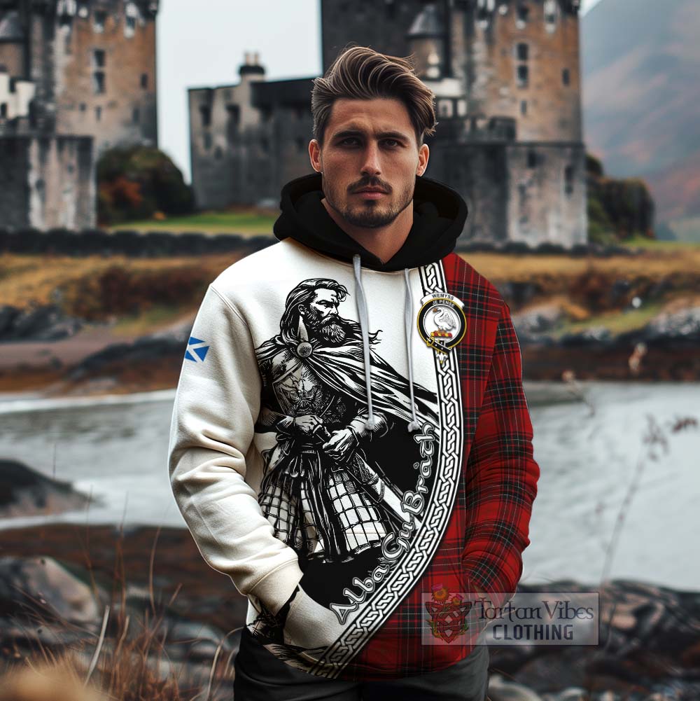 Tartan Vibes Clothing Wemyss Tartan Clan Crest Cotton Hoodie with Highlander Warrior Celtic Style