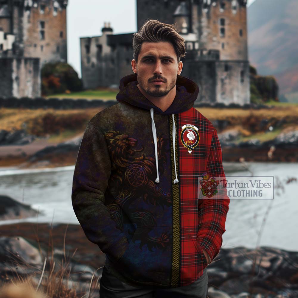Tartan Vibes Clothing Wemyss Tartan Family Crest Cotton Hoodie Alba Gu Brath Be Brave Lion Ancient Style